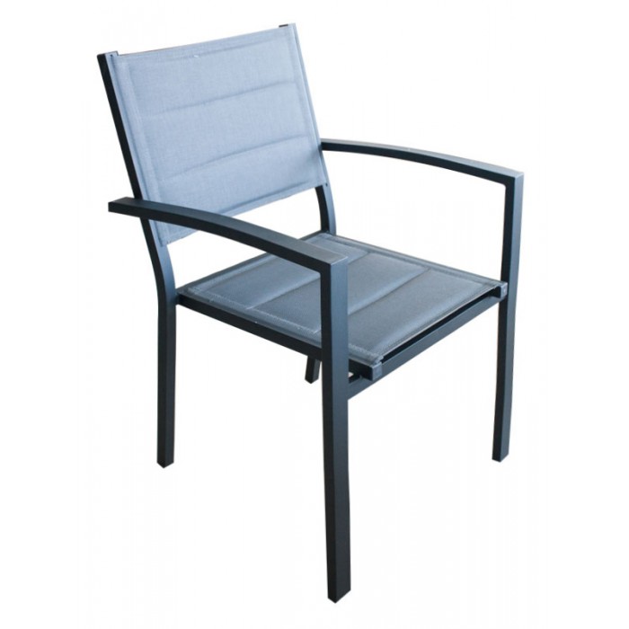 Scaun terasa/gradina cu brate RAKI, din panza dubla cu cadru aluminiu, 57x52xh87cm