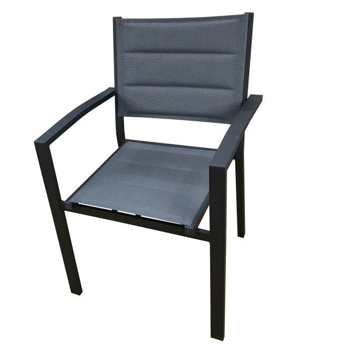 Scaun terasa/gradina cu brate RAKI, din panza dubla cu cadru aluminiu, 57x52xh87cm