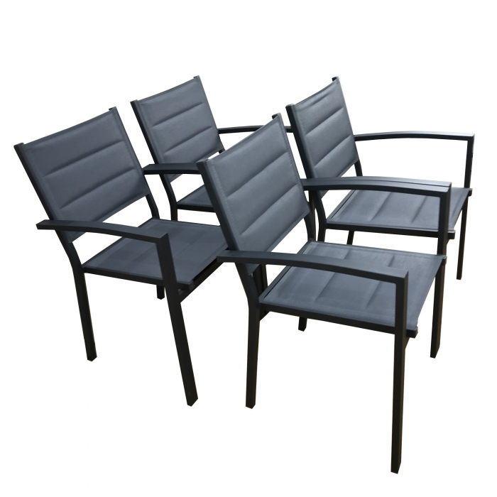 Scaun terasa/gradina cu brate RAKI, din panza dubla cu cadru aluminiu, 57x52xh87cm