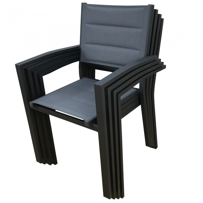 Scaun terasa/gradina cu brate RAKI, din panza dubla cu cadru aluminiu, 57x52xh87cm