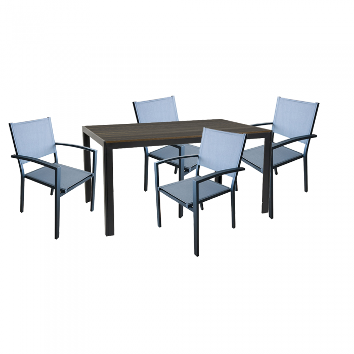 Set 4 scaune terasa/gradina cu brate RAKI din panza   cu cadru aluminiu 