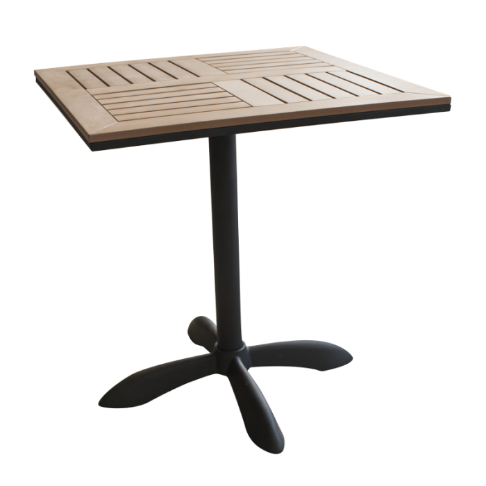 Set mobila pentru terasa/gradina RAKI HUNA masa patrata polywood  70xh74cm cu 4 scaune cu brate din panza cu cadru aluminiu