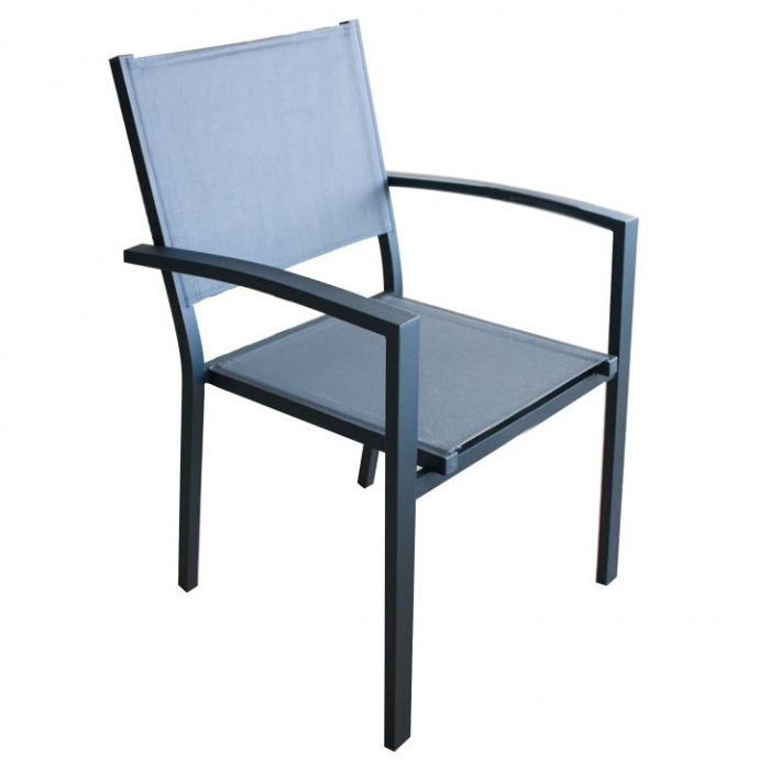 Scaun terasa/gradina cu brate RAKI, din panza cu cadru aluminiu, 57x52xh87cm