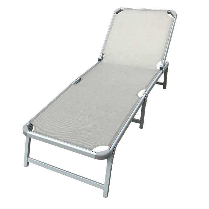 Sezlong plabil RAKI PINKI 188x56cm cadru metalic cu profil lat culoare gri
