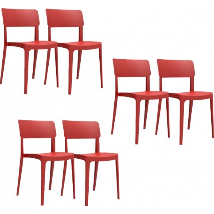 Set 6 scaune bucatarie CULINARO PANO 47,1x45,3xH81,9cm culoare rosie polipropilena/fibra sticla