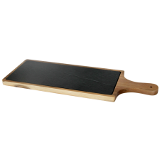 Set Platou servire ardezie RAKI 30x10cm cu suport lemn 45x15x1,5cm