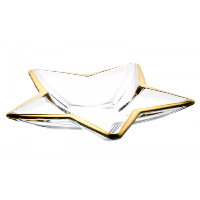 Platou forma stea VIDIVI STELLA sticla temperata cant auriu 35xh5,5cm