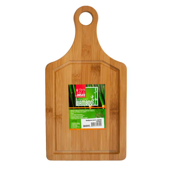 Tocator bucatarie bambus cu toarta RAKI 34x18x0,9cm