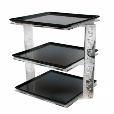 Stativ acrilic cu trei tavi melamina patrate negre, RAKI, 3 niveluri, 34x25xh29cm