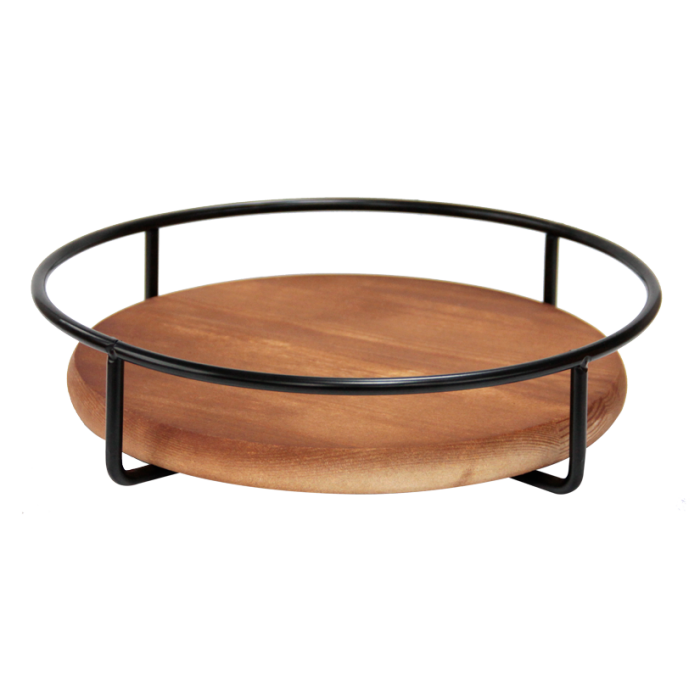 Stand prezentare bufet rotund, metal/lemn, RAKI, D25xh6cm