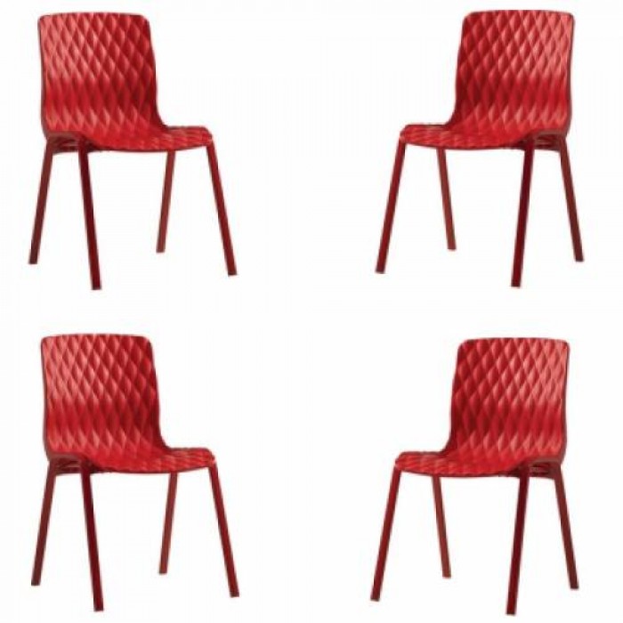 Set 4 scaune bucatarie, terasa CULINARO ROYAL culoare rosie 52x50xH83cm polipropilena/fibra sticla