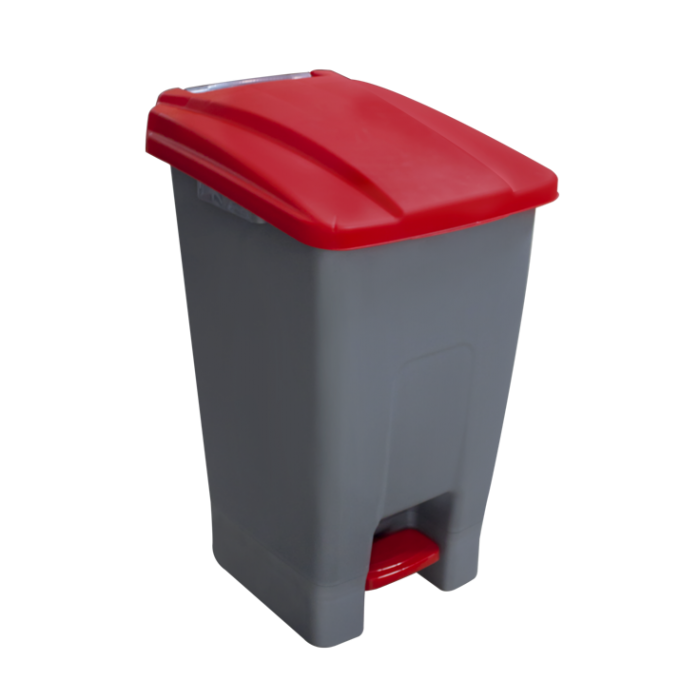 Cos gunoi ICIKALA PROFI pentru colectare selectiva cu pedala si roti 70L culoare rosie MN013335