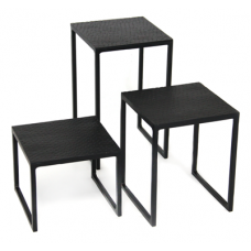 Set 3 standuri metalice bufet RAKI, 12x12xh10cm/12x12xh15cm/12x12xh20cm, negre