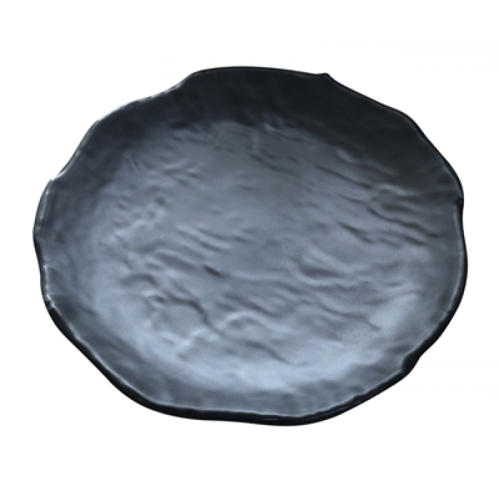 Farfurie melamina RAKI, D20xh2,8cm, neagra cu aspect ardezie