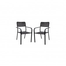 Set 2 scaune cu brate 55,5x54x80cm maro RAKI CAMPMAN, cadru metalic, sezut plastic tipar poliratan