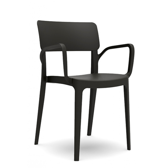 Set 6 scaune gradina, terasa cu brate CULINARO PANORA culoare neagra polipropilena/fibra sticla 54,5x54,3xh81,9cm