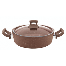 Cratita cu capac yena HASCEVHER GRANITE 26xh7,5cm, 3,9l, strat antiaderent, maro