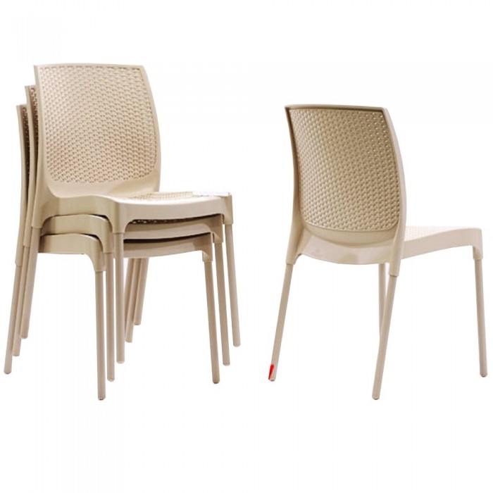 Set 4 scaune terasa CULINARO SUNNY RATAN culoare cappuccino D56xH84xW45xSH45cm polipropilena/fibra sticla