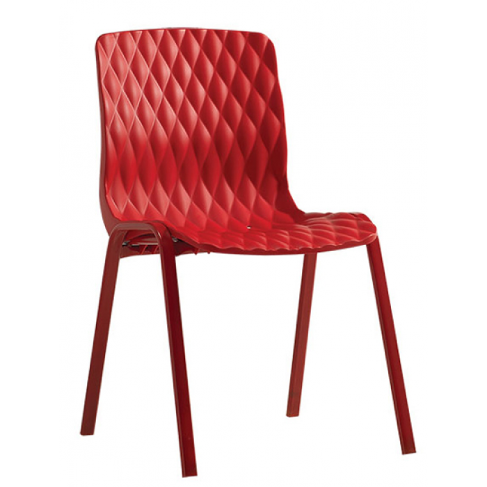 Set 4 scaune bucatarie, terasa CULINARO ROYAL culoare rosie 52x50xH83cm polipropilena/fibra sticla