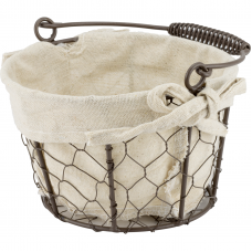 Cos servire paine rotund RAKI 17x17x12cm din metal si panza cu maner