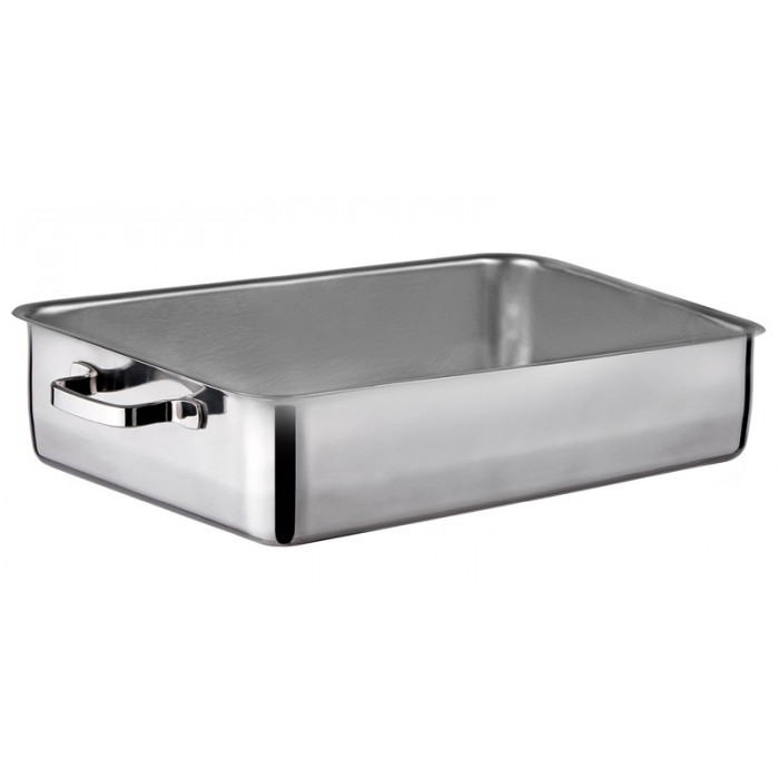 Tava inox cu manere, pentru cuptor INOXRIV PROFI 36x25xh8cm