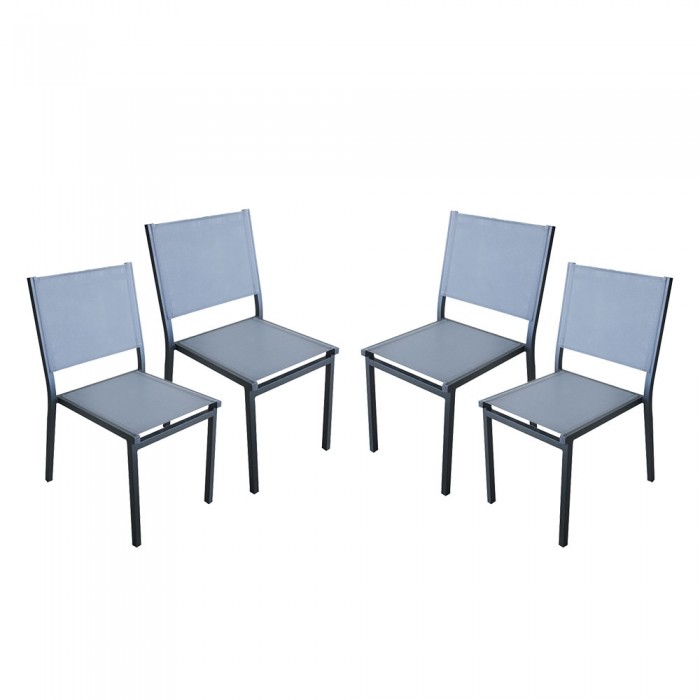 RAKI Set 4 scaune terasa/gradina din panza cu cadru aluminiu