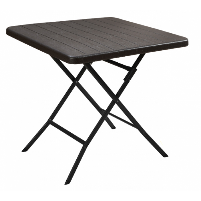 Set balcon RAKI CANGUSU, masa patrata pliabila 78x78xh74cm si 2 scaune pliabile 46x55xh81cm, maro, plastic/metal