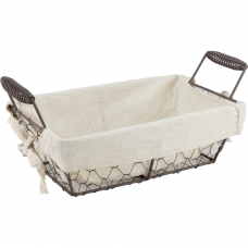 Cos servire paine dreptunghiular RAKI 37,5x23x17,5cm din metal si panza cu manere