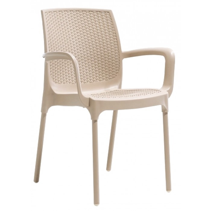 Set gradina CULINARO SAKU imitatie ratan, masa patrata 90x90x75cm, 4 scaune 57x57xH84cm polipropilena/fibra sticla culoare cappuccino