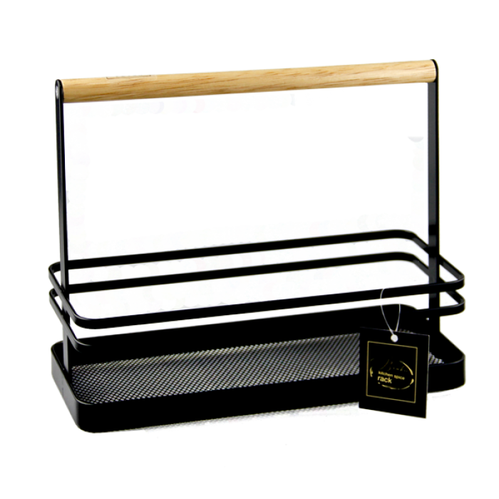 RAKI Suport metalic pentru condimente cu maner bambus 24x10xh20cm