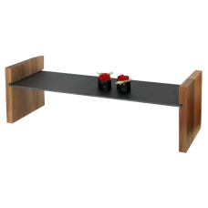 Set platou ardezie 43x15x0,4cm cu suport din lemn salcam 15x15x1,5cm RAKI