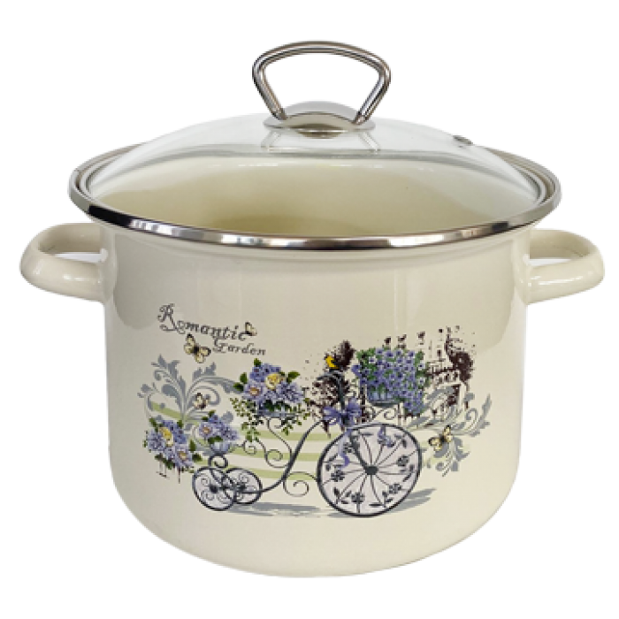 RAKI ROMANTIC GARDEN Oala emailata cu capac yena 3LT RAKI ROMANTIC GARDEN Oala emailata cu capac yena 3LT