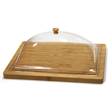 Platou bambus cu capac RAKI servire branzeturi 37,5x31,2xh14cm