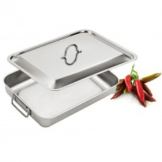 Tava de copt din inox cu capac INOXRIV STAR 40x32cm