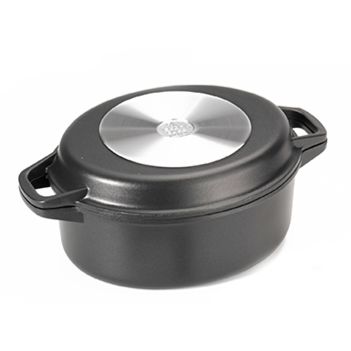 Set 2 vase ovale ANTIK ARS 30x25xh16cm cu manere, aluminiu, strat antiaderent