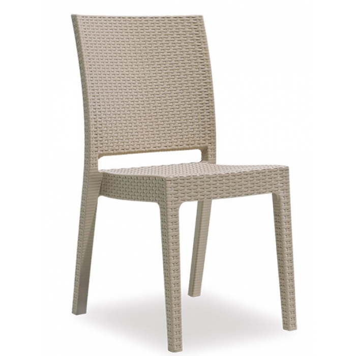 Mobila exterior CULINARO LIHULU, masa 90x150x75cm, 4 scaune 59x44xH88cm polipropilena/fibra sticla culoare cappuccino, 4 perne scaun