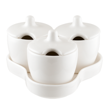 Set 3 boluri cu capace si suport portelan BONNA YONCA (YNC07BH)
