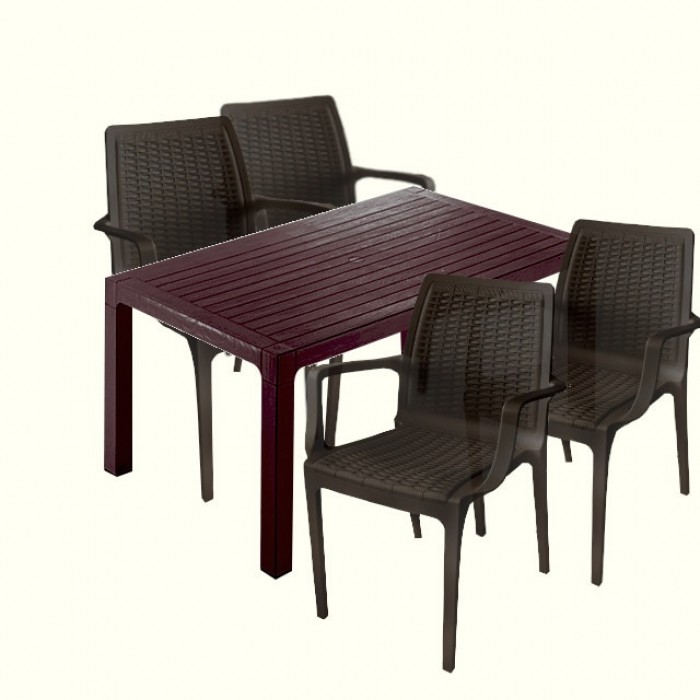 Set terasa CULINARO VINI, masa 90x150x75cm, 4 scaune 58,5x56,5xH85cm polipropilena/fibra sticla 