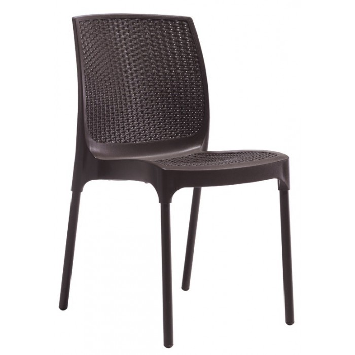 Set exterior gradina CULINARO KAHTLA, masa 90x150x75cm, 6 scaune 44x45xH84cm polipropilena/fibra sticla maro, 6 perne scaun