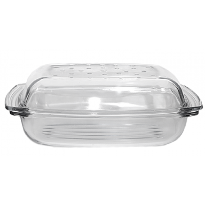 Vas yena cu capac WOL sticla termorezistenta 4,1l 34,2x21,5xh12,1cm, cu grill antiaderent si picurator