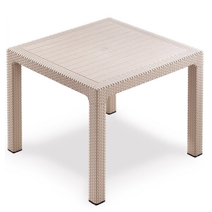 Set gradina CULINARO SAKU imitatie ratan, masa patrata 90x90x75cm, 4 scaune 57x57xH84cm polipropilena/fibra sticla culoare cappuccino
