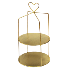 Stand expunere briose, cu 2 niveluri, metalic, patrat, RAKI, D20xh38cm, Gold
