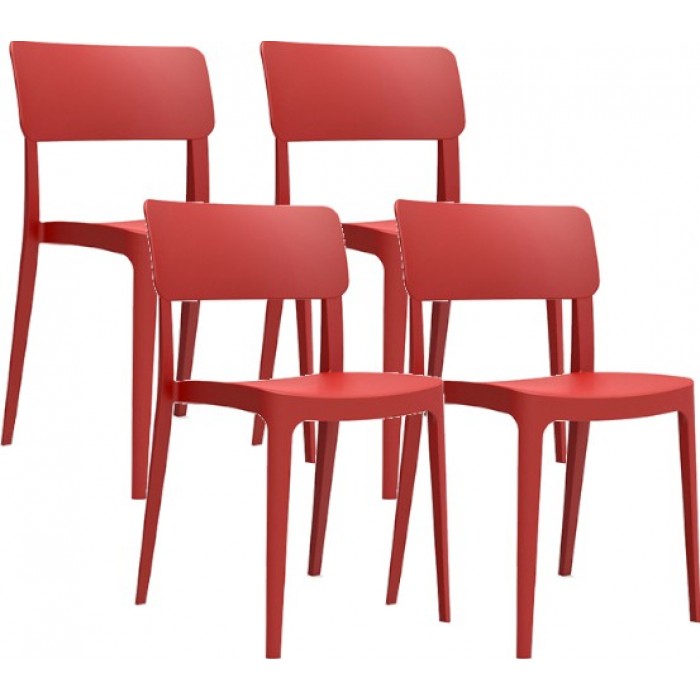 Set 4 scaune bar CULINARO ASPEN culoare rosie polipropilena/fibra sticla 43,9x45,3xh81,7cm
