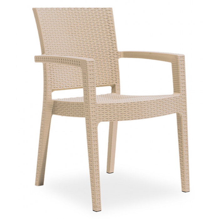 Mobila exterior CULINARO SILLAMAEE imitatie ratan, masa 90x150x75cm, 4 scaune 62x58xH88cm polipropilena/fibra sticla culoare cappuccino