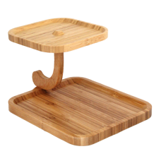 Platou patrat din bambus cu 2 etaje RAKI 29x25cm