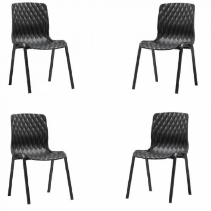 Set 4 scaune balcon CULINARO ROYAL culoare neagra 52x50xH83cm polipropilena/fibra sticla