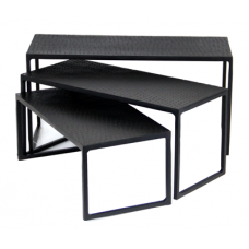 Set 3 suporturi metalice bufet RAKI, 25x12xh10cm, 28x12xh12cm, 30x12xh15cm, negre