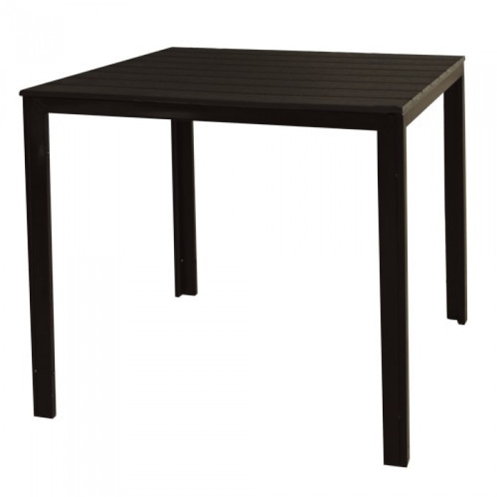 RAKI BAKA Set terasa/balcon masa patrata neagra 78xh74cm cu 2 scaune cu brate, din panza dubla cu cadru aluminiu