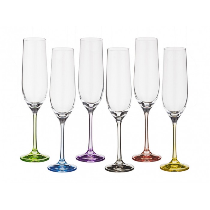 Set 6 pahare pentru sampanie BOHEMIA CRISTAL RAINBOW 190ml
