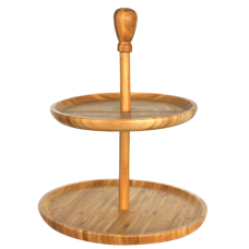 Platou rotund din bambus cu 2 etaje RAKI D25cm si D30cm